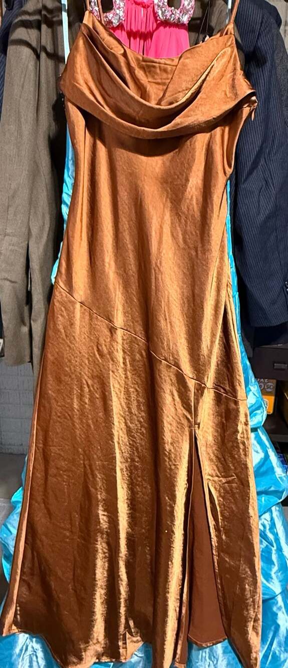 Hello Molly Brown Satin Cowl Neck Maxi Dress With Slit